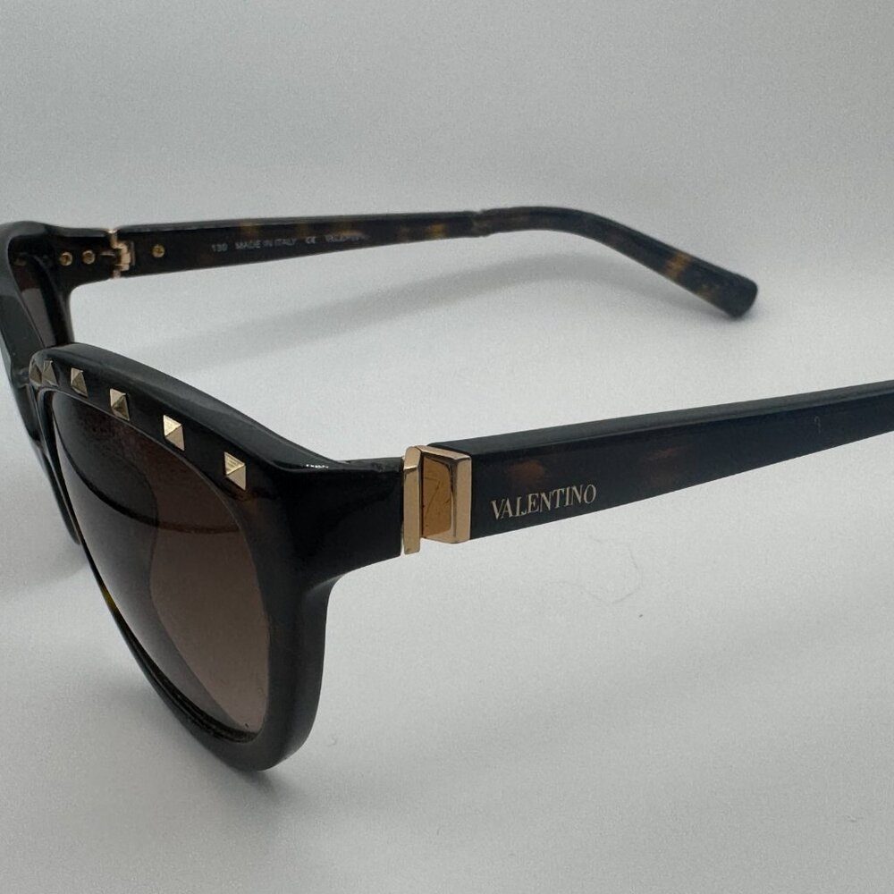 Valentino Brown, Black & Gold Rockstud Tortoise Wayfarer Sunglasses - See Pics! - Picture 16 of 16